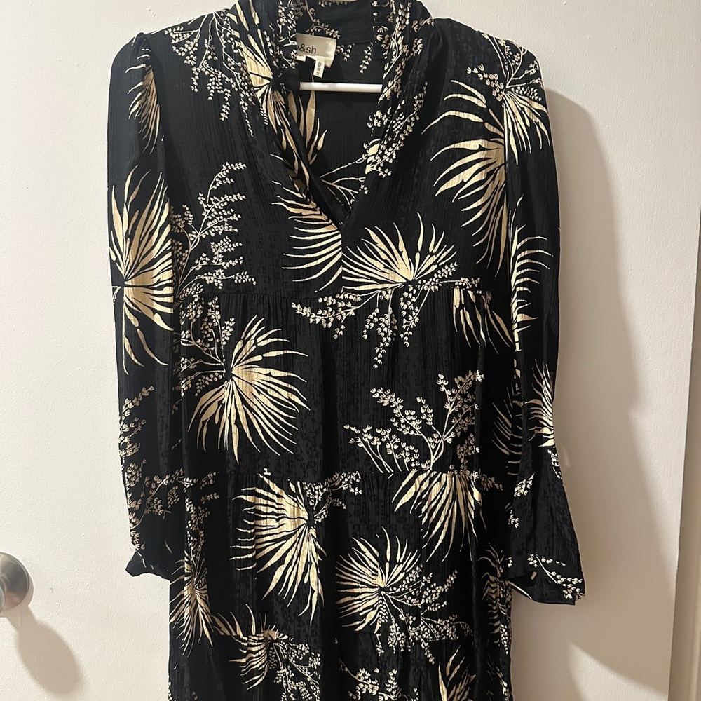 Ba&sh Black and Cream 3/4 Sleeve Dress